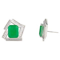 Pendientes Art Déco con circonita verde Regalo para mujer en plata de ley 925