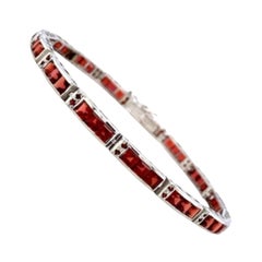 12.61 Carat Deep Red Garnet 925 Sterling Silver Tennis Bracelet for Mom Jewelry