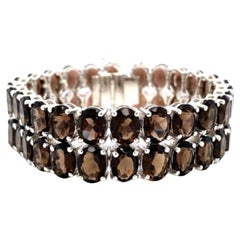 Statement 119 Carat Smoky Topaz Wide Bracelet in 925 Sterling Silver for Mom