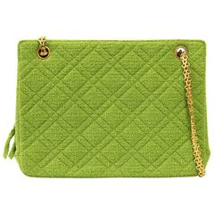 1990's Chanel Acid Green Wool Bouclé Shoulderbag