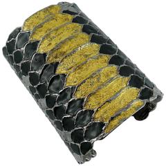 Yves Saint Laurent YSL Massive Snakeskin Effect Cuff Bracelet 12