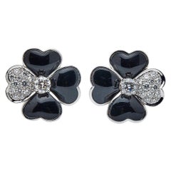 Van Cleef & Arpels Cosmos Onyx-Diamanten 18k Weißgold Medium Modell-Ohrringe