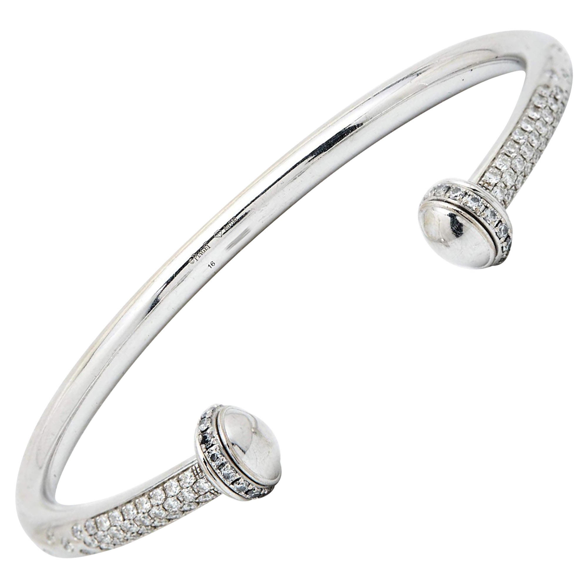 Piaget Possession Diamonds 18k White Gold Open Cuff Bracelet 16