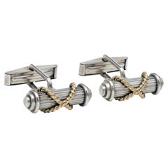 Tiffany & Co. Vintage Cable 18k Yellow Gold Sterling Silver Cufflinks