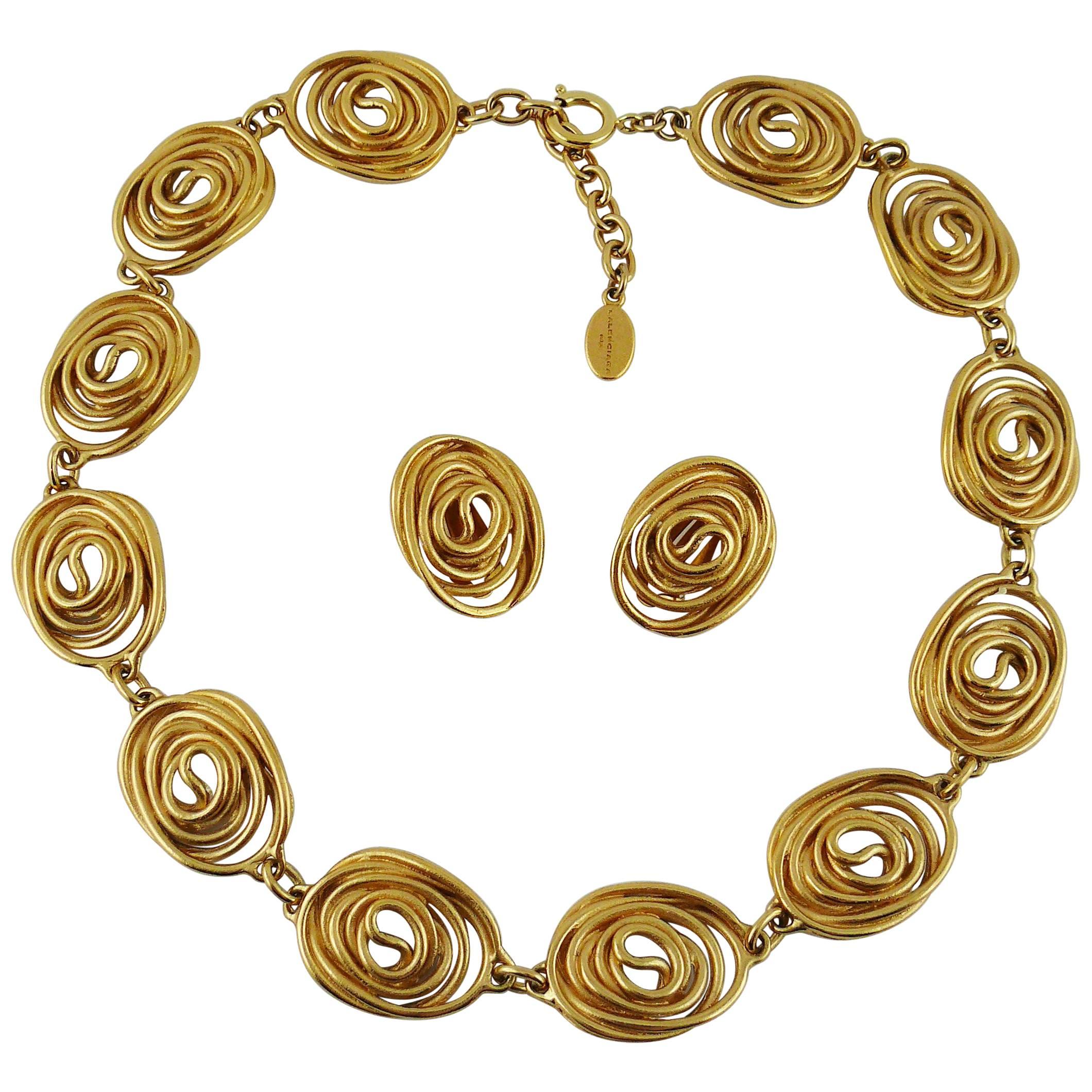 Balenciaga Vintage Spiral Necklace and Earrings Set For Sale