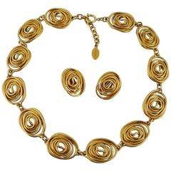 Balenciaga Vintage Goossens Spiral Necklace and Earrings Set 1