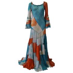 Rare Angelo Tarlazzi Sheer Silk Panelled Evening Gown 1990's 11