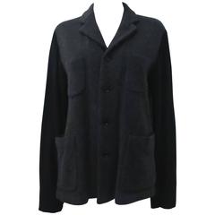 Comme des Garcons Grey and Black Contrast Wool Front Jacket 2010s