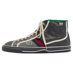 Gucci Grey GG Canvas Tennis 1977 High Top Sneakers Size 47