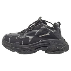 Balenciaga Black Leather Triple S Sneakers Size 43