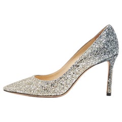 Jimmy Choo Two Tone Coarse Glitter Romy Pumps Size 37