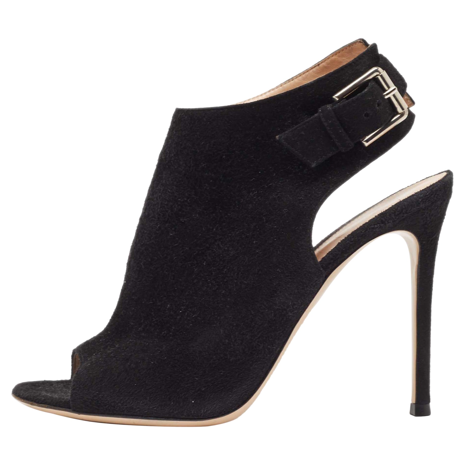 Gianvito Rossi Sandales à talon en daim noir Taille 38.5