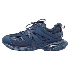 Balenciaga Blue Faux Leather and Mesh Track Sneakers Size 43