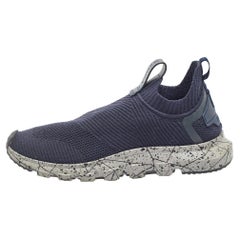 Ermenegildo Zegna Navy Blue Knit Fabric Slip On Sneakers Sneakers Size 42