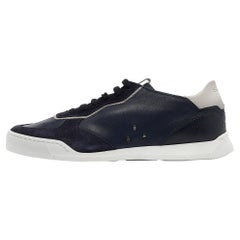 Santoni Marineblaue Turnschuhe aus Wildleder und Leder mit Schnürung Größe 39