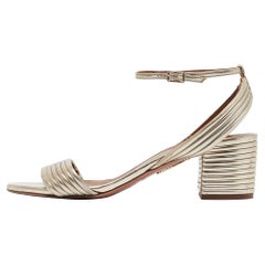 Aquazzura Gold Leather Sundance Sandals Size 37