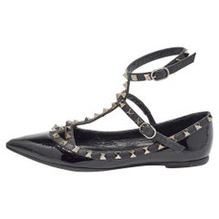 Valentino Black Patent and Leather Rockstud Ballet Flats Size 36.5