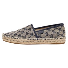 Gucci Beige/Navy Blue GG Canvas Espadrille Flats Size 40