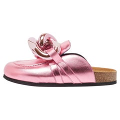 J.W. Anderson Rosa Leder Kette-Link Akzente Mules Größe 38