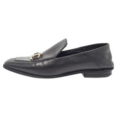 Used Salvatore Ferragamo Black Leather Cesaro Loafers Size 36.5