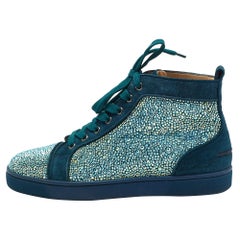 Christian Louboutin Green  Suede Louis Strass High Top Sneakers Size 40