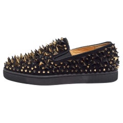 Christian Louboutin Black Suede Spike Loafers Size 40