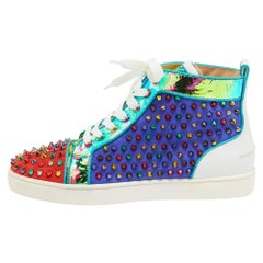 Christian Louboutin Suede Leather Louis Spikes High Top Sneakers Size 41