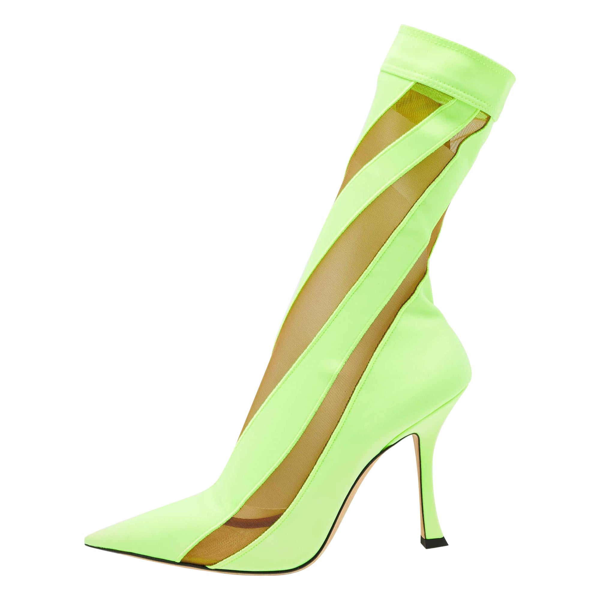 Jimmy Choo - Bottes chaussettes vertes en maille et nylon, taille 39 en vente