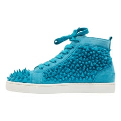 Christian Louboutin Blue Suede Pik Pik Louis High Top Sneakers Size 40