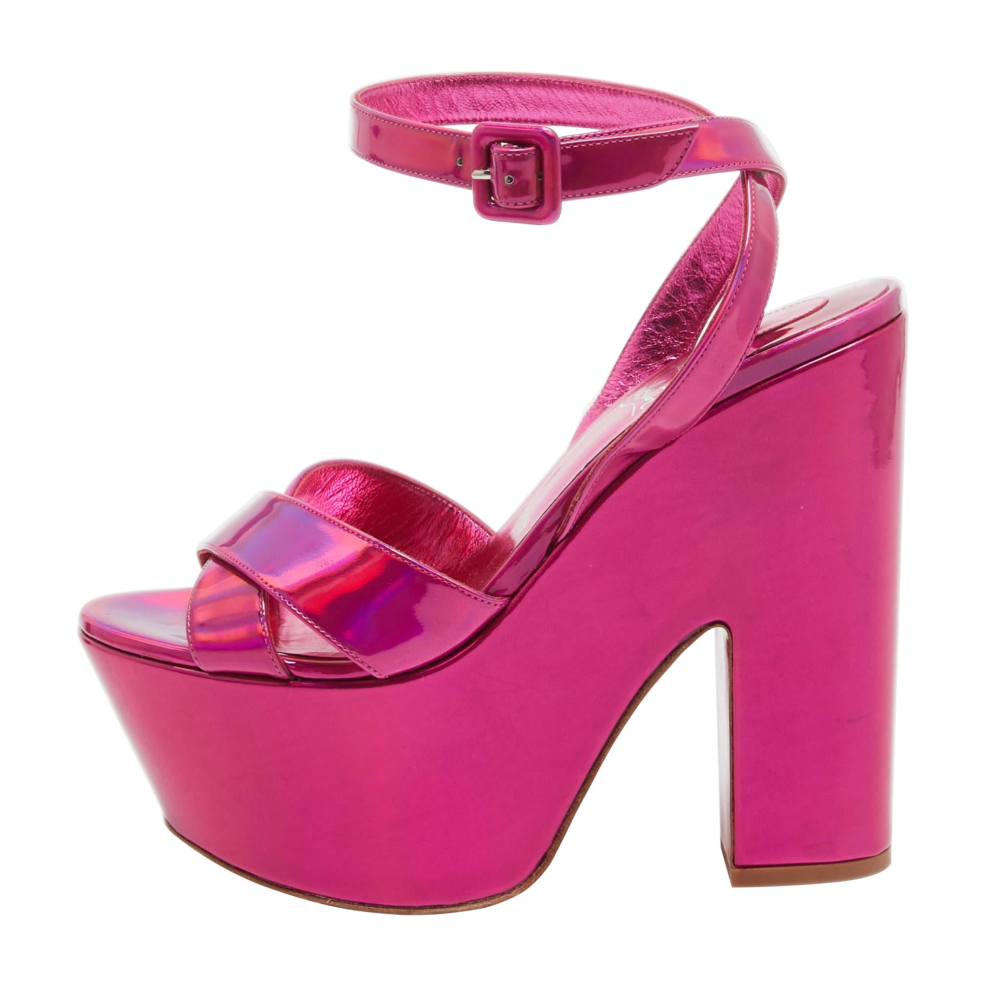 Christian Louboutin Metallic Pink Leather Superyaz Sandals Size 39 For Sale