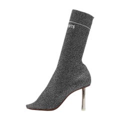 Vetements Silver Lurex Fabric Sock Ankle Boots Size 39