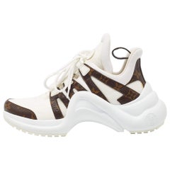 Louis Vuitton White Mesh and Monogram Canvas Archlight Sneakers Size 39