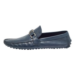Louis Vuitton Navy Blue Damier Infini Hockenheim Loafers Size 43