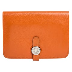 Hermès Portefeuille Dogon Compact Orange Leather Compact Wallet Hermes