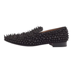Christian Louboutin Black Suede Dandy Pik Pik Loafers Size 40