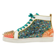Christian Louboutin Calf Hair Leather Embellished Spikes Sneakers Size 40