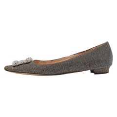 Manolo Blahnik Silver/Gold Glitter Hangisi Ballet Flats Size 40.5