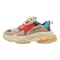 Balenciaga Multicolor Nubuck Leather and Mesh Triple S Sneakers Size 43