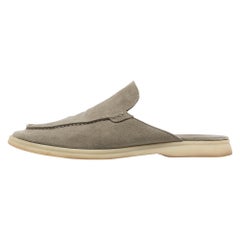 Loro Piana Grey Suede Babouche Walk Mules Size 42