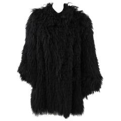 Retro 1980s Artisanal Black Mongolian Fur Coat