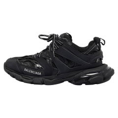 Used Balenciaga Black Faux  Leather Track Sneakers Size 40