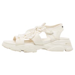 Dior Weiße D-Connect Schnürsandalen aus Segeltuch Größe 39