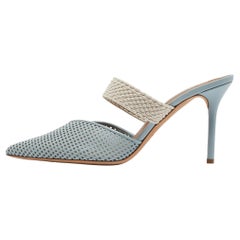Malone Souliers Blue Perforated Leather Maisie Mules Size 41