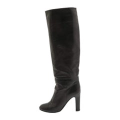 Tom Ford Black Leather Knee Length Boots Size 38