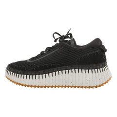 Chloe Black Leather and Mesh Nama Sneakers Size 42