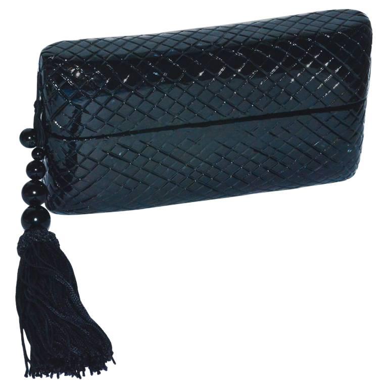 Raphael Sanchez Black Lacquer Box Clutch Bag For Sale