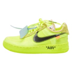Off-White x Nike Green Mesh and Suede Force 1 Low White Volt Sneakers Size 36