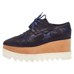 Stella McCartney Schwarzes Kunstleder Elyse Star Plateau Derby Größe 36,5