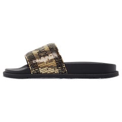 Fendi X Versace Gold Metal and Rubber Flat Slides Size 35