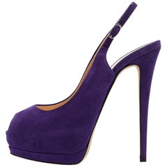 Giuseppe Zanotti Purple Suede Peep Toe Slingback Pumps Size 40